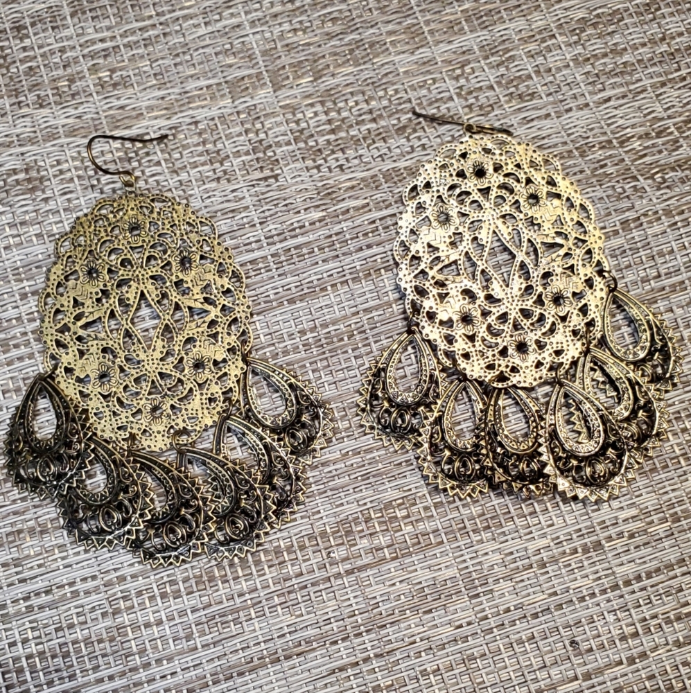 Distressed matte gold earrings